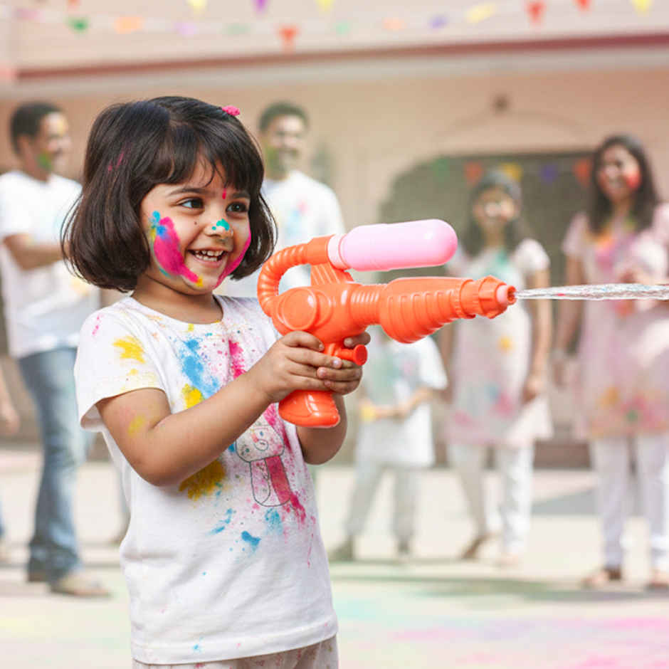 Water Toy Gun (1pc) & Holi Magic Water Balloon (3set) & Plastic Party Goggles (1pack) Combo