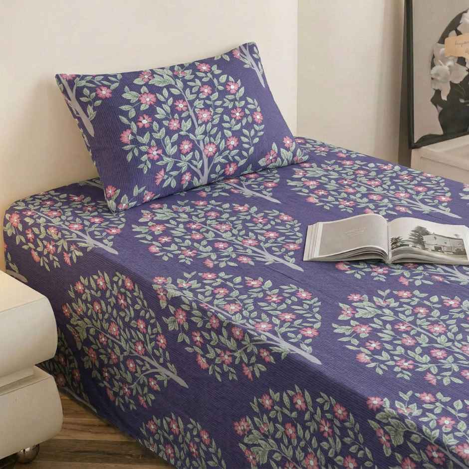 Status Crown Superfine Microfiber Single Bedsheet | Royal Grid | 150 x 220 cm