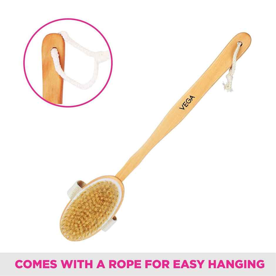 Vega Soft Bristle Bath Brush With Long Handle | Wood | Wooden