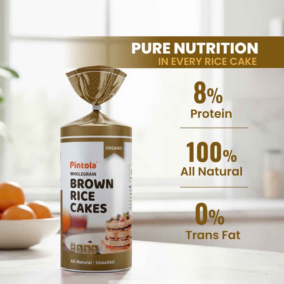 Pintola Organic Wholegrain Brown Rice Cakes Unsalted | Snack Essential