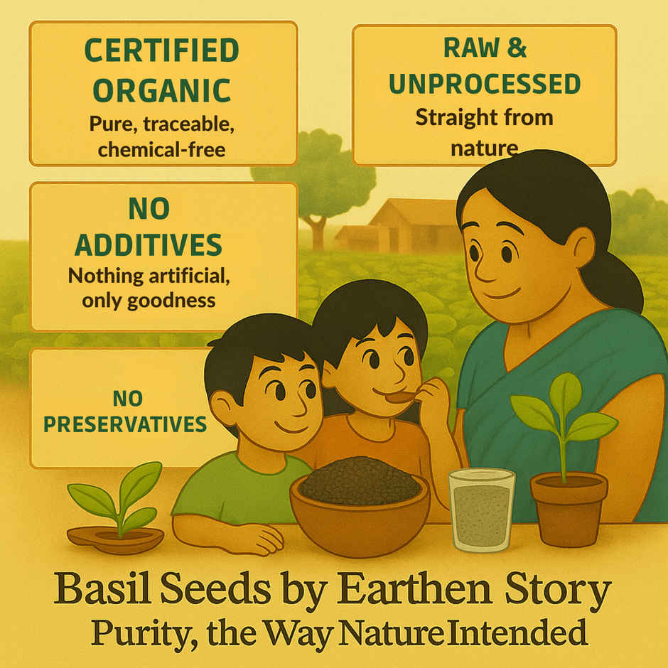 Earthen Story Organic Raw Basil Seeds Combo