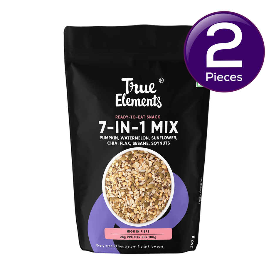 True Elements 7 in 1 Super seeds & Nut Mix - Pumpkin, Flax, Watermelon, Sunflower, Chia, Sesame Seeds Combo