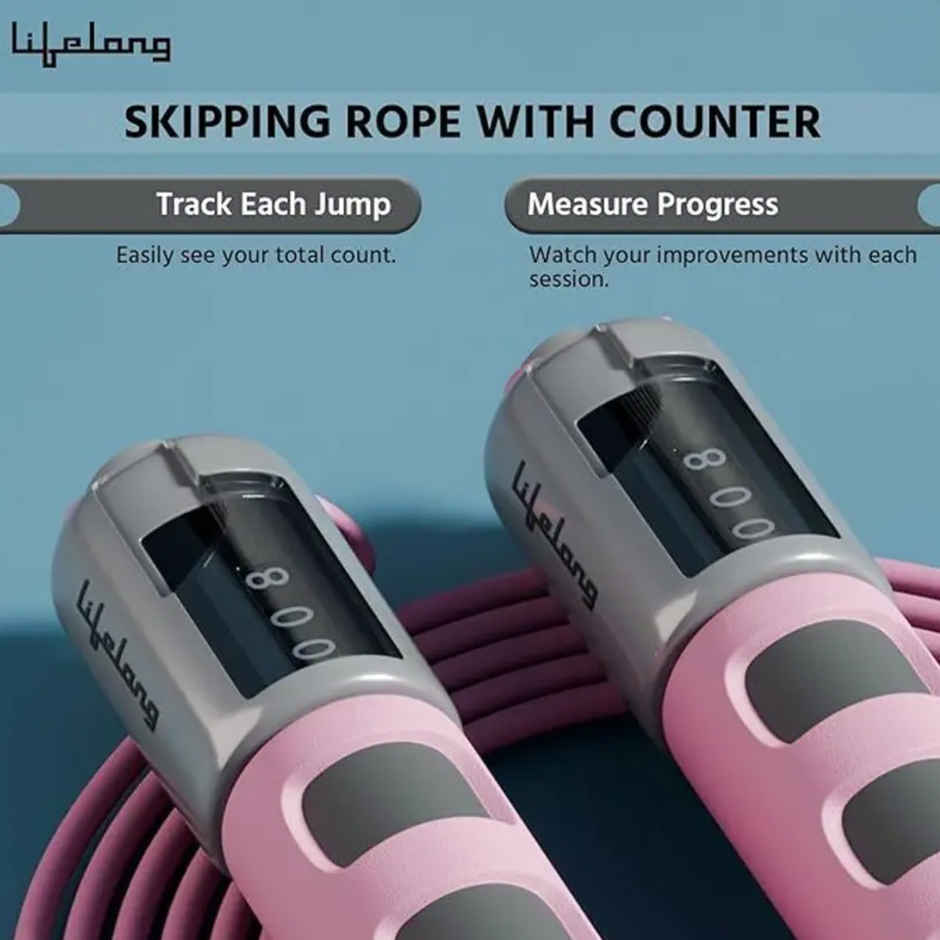 Lifelong LLSR07 Skipping Rope with Counter | Tangle-Free, 290cm (Pink)