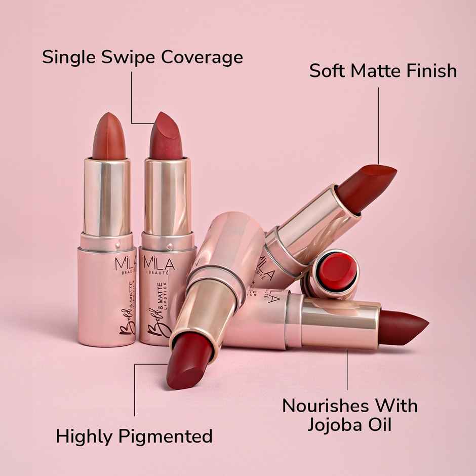 Mila Beaute Bold & Matte Lipstick Highly Pigmented & Soft Matte Finish - 07 Bold Bordeaux