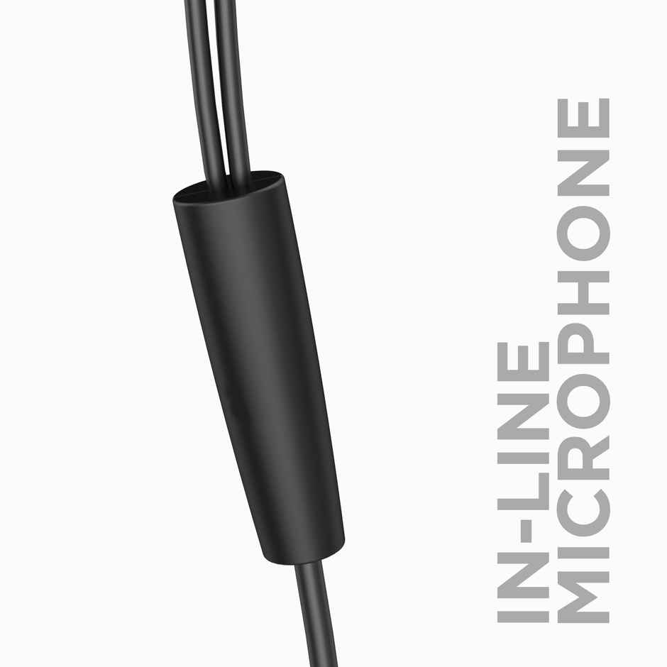 boAt BassHeads 100 Wired Earphones with Hawk Inspired Design, Super Extra Bass & Mic (Bold Black)