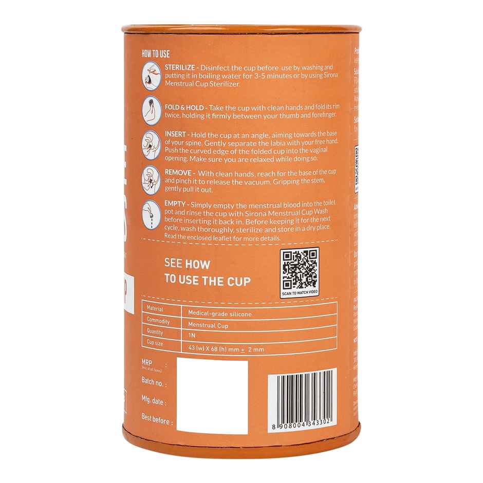 Sirona Reusable Menstrual Cup With Pouch - Medium