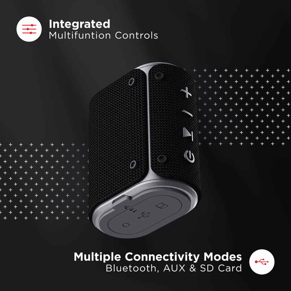 boAt Stone Grenade BT Speaker w/ 5W Sound | 7H Playtime & IPX6 Water Resistance | Charcoal Black