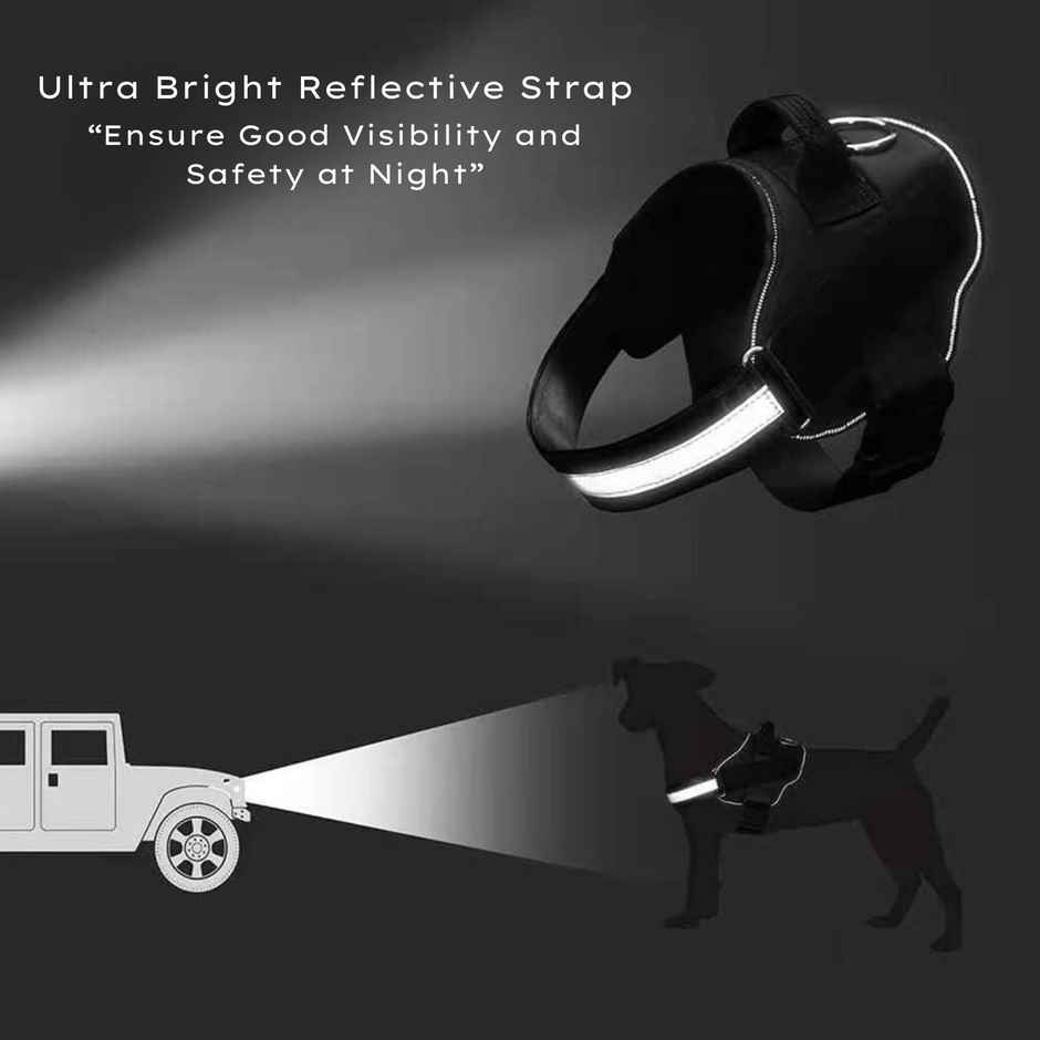 Payton Perry Dog Vest Harness | Choke-Free | Adjustable Neck & Chest | M | Black | For 14-23 kg Pet