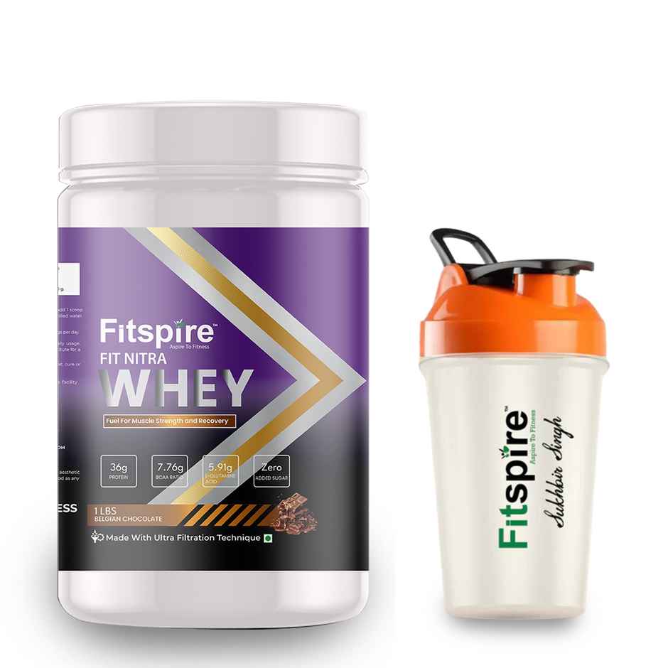 Fitspire Fit Nitra Whey Protein - Belgian Chocolate With Shaker (1 Lbs)