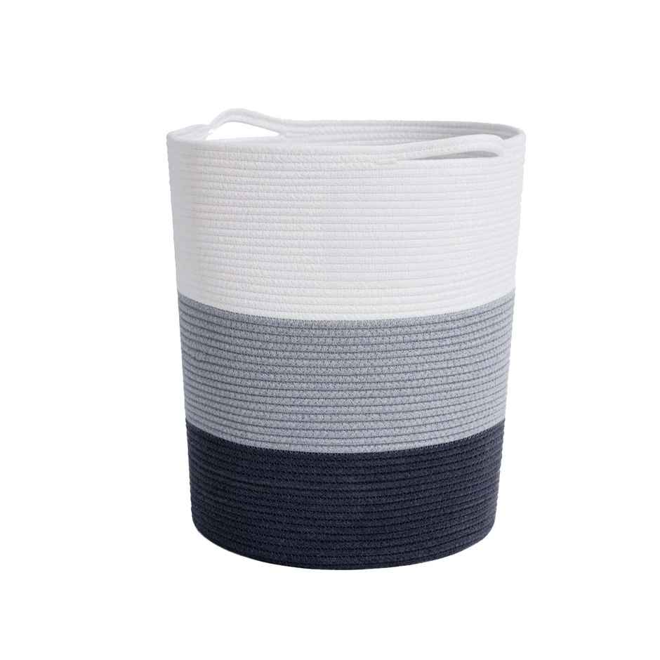 PrettyKrafts Jute Rope Basket | Organizer for Laundry, Gifts & Planters - White, Grey & Black
