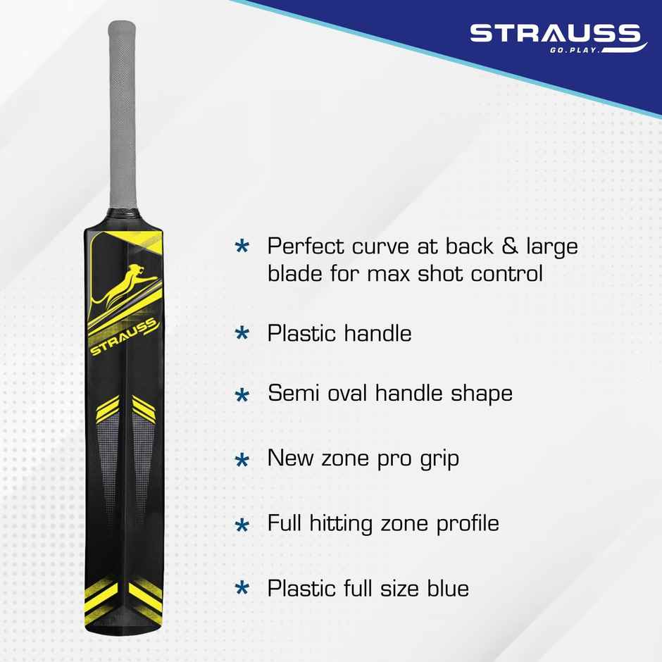 Strauss Valor Plastic Cricket Bat, Size 8, (Black & Yellow)