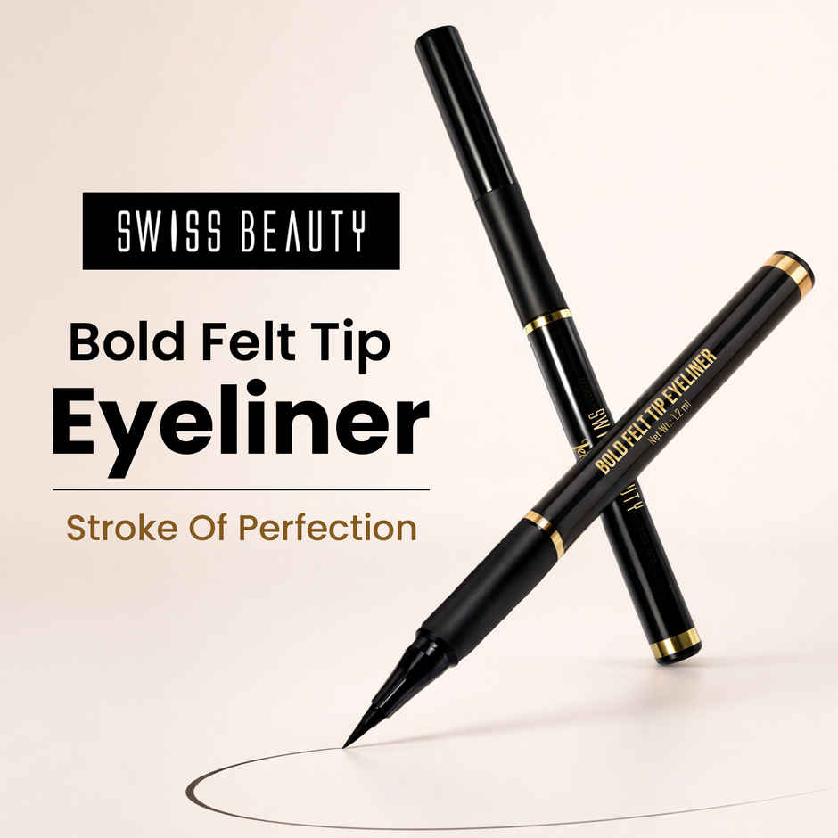 Swiss Beauty Bold Felt Tip Eyeliner | Jet Black