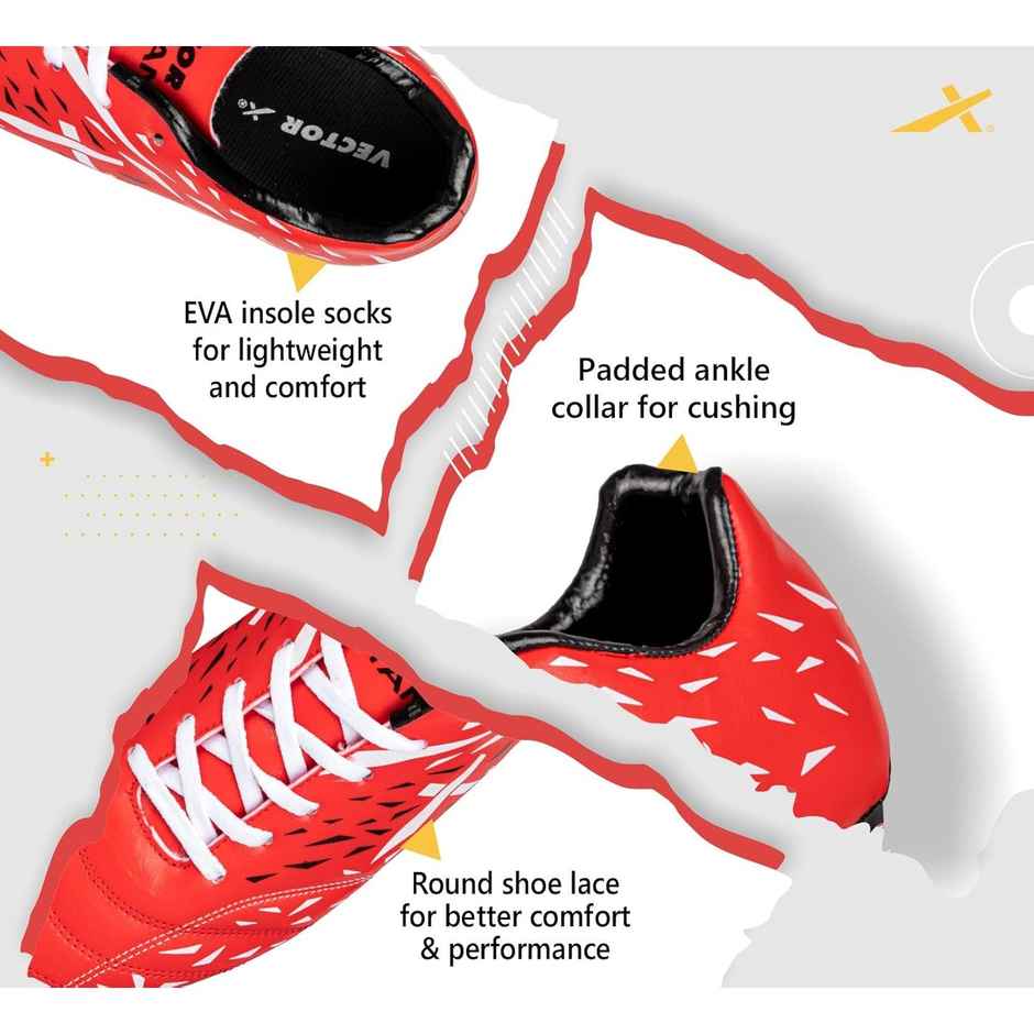 Vector X Titan Football Shoes For Mens Sports And Athletic | Red Size - 5