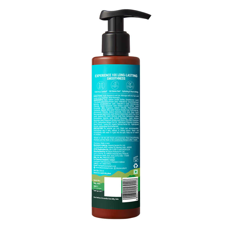 Pilgrim Patua & Keratin Hair Smoothening Shampoo For Dry & Frizzy Hair