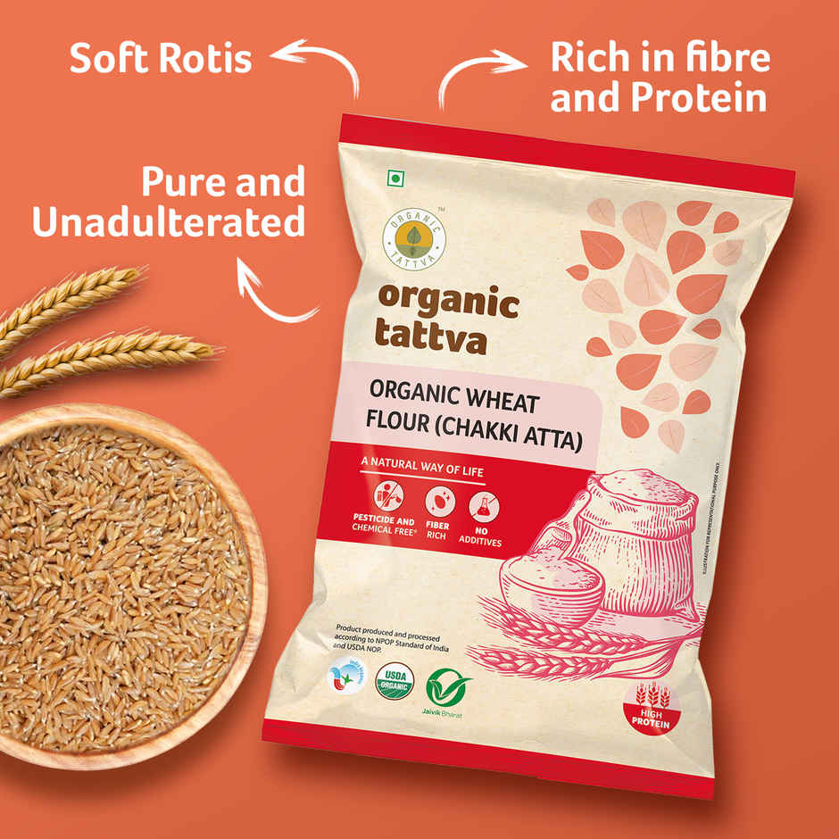 Organic Tattva Whole Wheat Flour | Chakki Atta