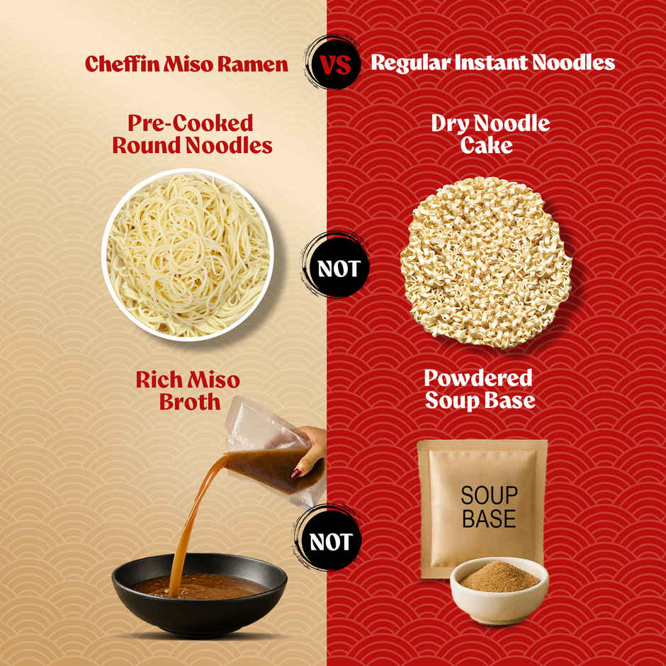 CHEFFIN Miso Ramen Noodle Kit | Miso Broth | Ready in 2 Mins | No Artificial Preservatives