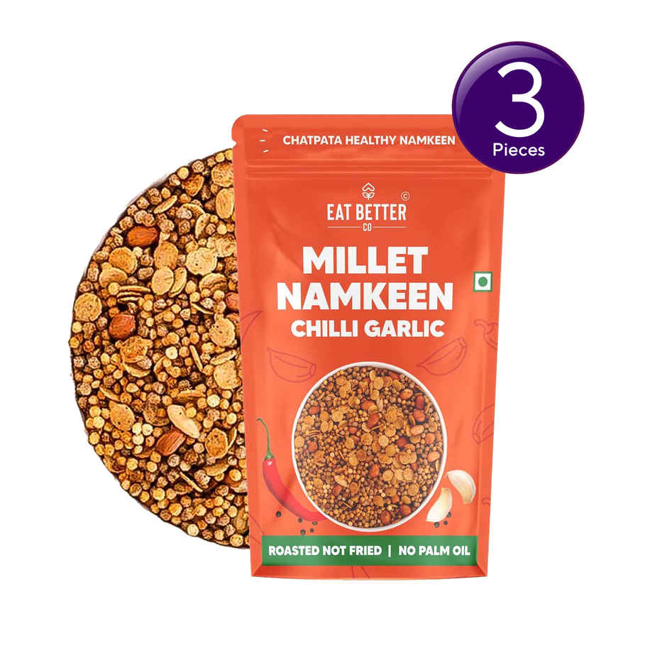Millet Namkeen - Chilli Garlic, Healthy Snacks By Eat Better Co Combo 