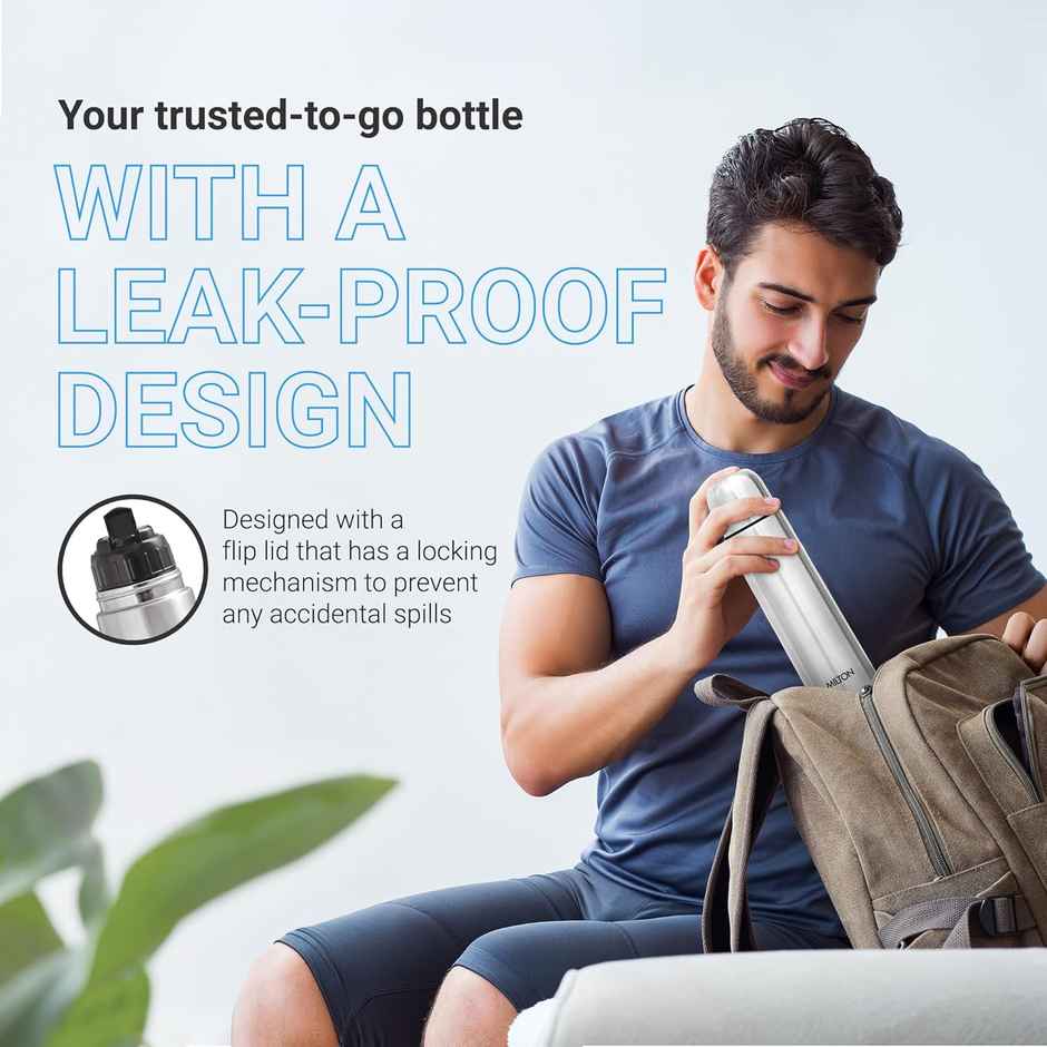 Milton Thermosteel Flip Lid Water Bottle | 24 Hrs Hot & Cold | Silver | 500 ml