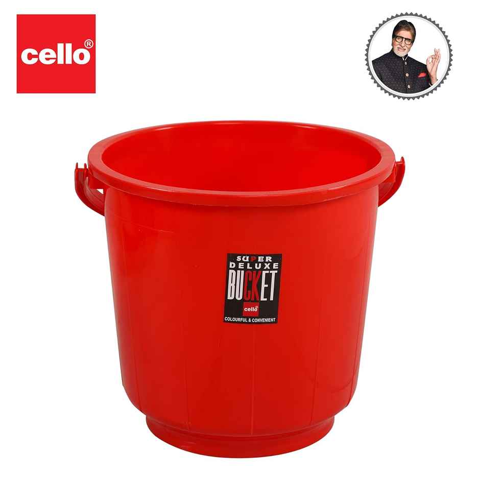 Cello Plastic Super Bucket Delux Red 25 Litre Strong and Durable Buckets Perfect Use in Bathrooms