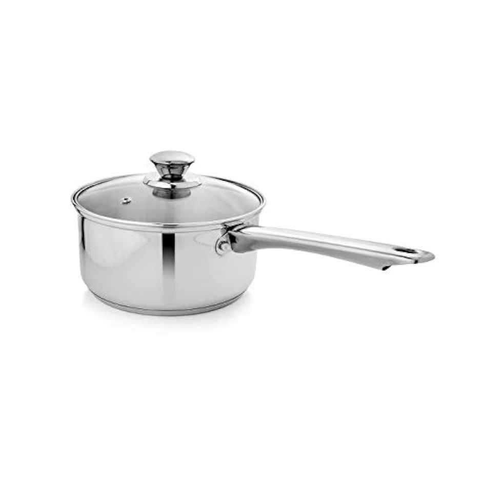 BAY6 Capsule Bottom Stainless Steel Saucepan with Glass Lid (14 cm)