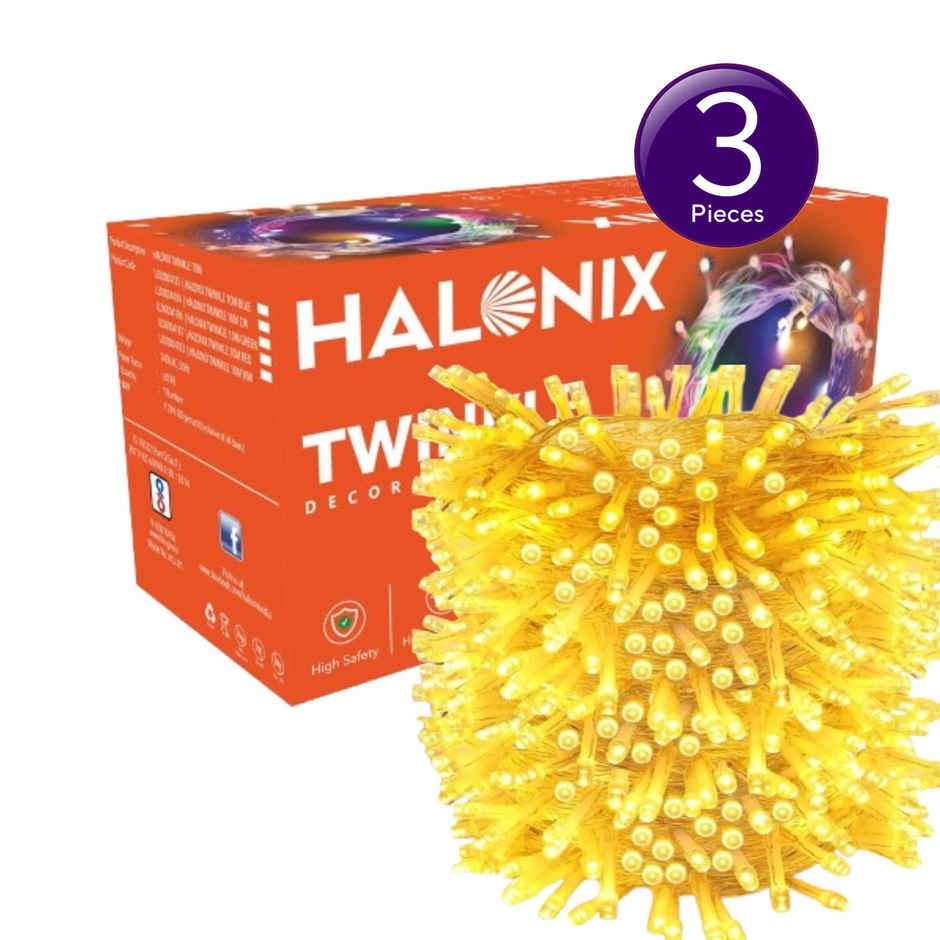 Halonix 46 LED Twinkle String Light Combo | Yellow | 10 m