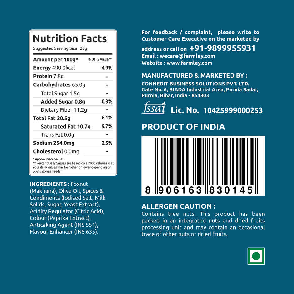 Farmley Cheesy Cheddar Makhana Roasted In Olive Oil