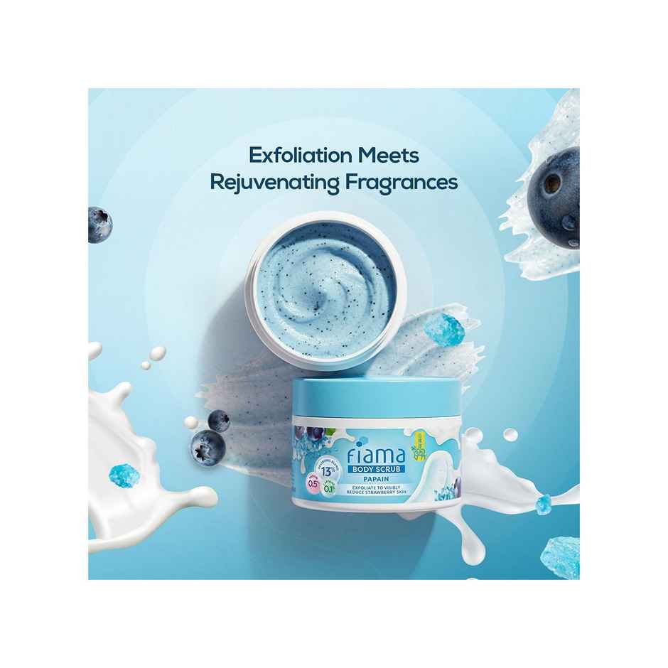 Fiama Strawberry Skin Polishing Body Scrub, with Papain Enzyme For Polished Glow