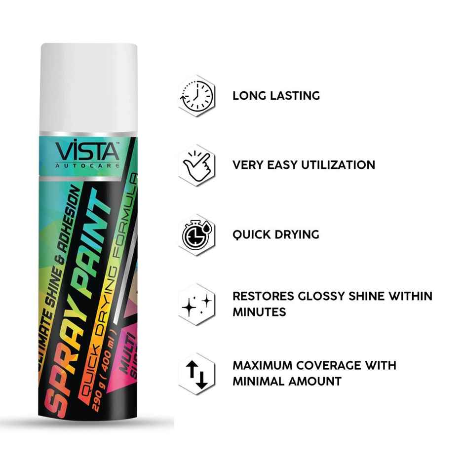 Vista Spray Paint Lacquer 400 ml (290 g) | Quick Drying with Gloss finish for Metal, Wood, Walls | Acrylic SprayPaints