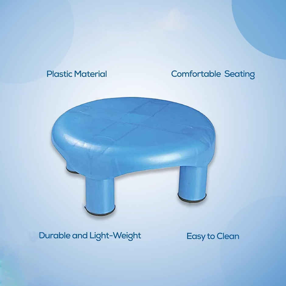 Kuber Industries Plastic Anti-Slip with Strong Bearing|Solid Surface Bathroom Stoo | Blue