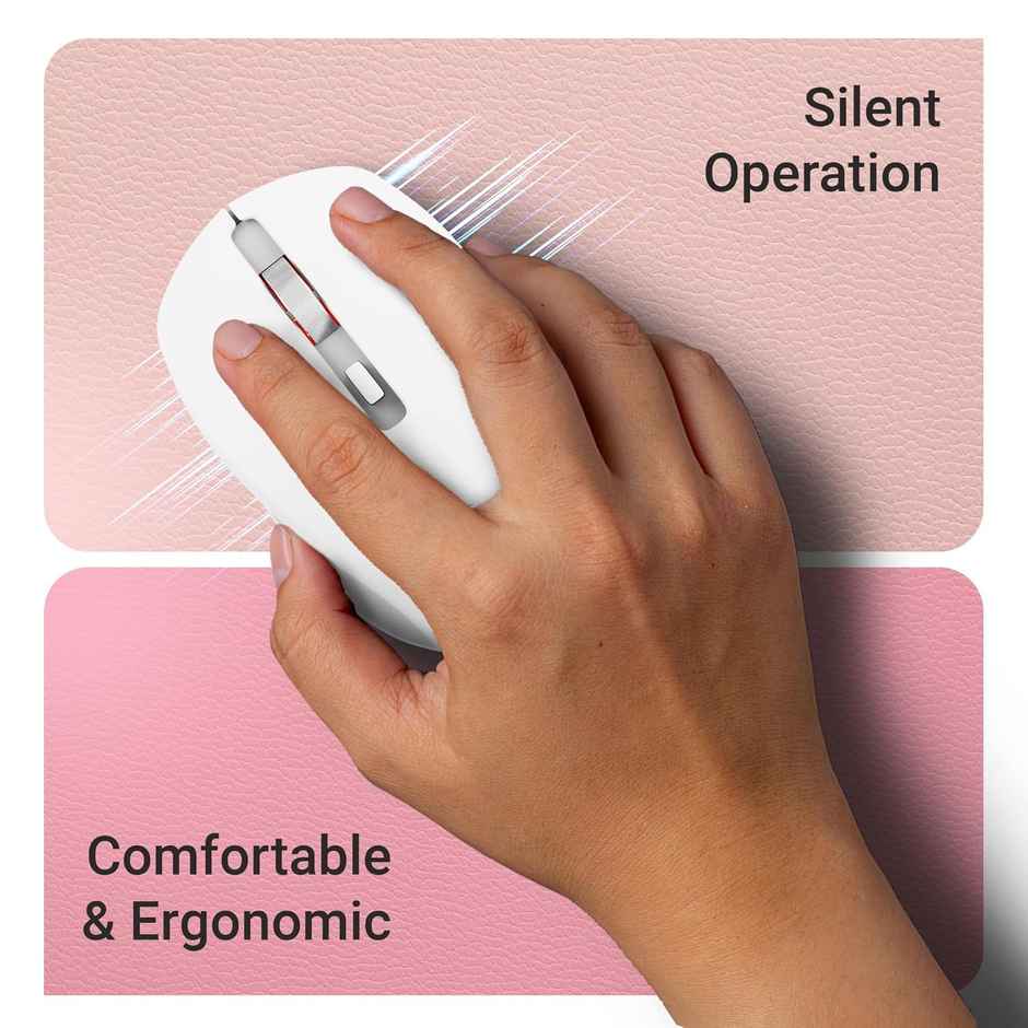 Zeb-Jaguar Wireless Mouse, 2.4Ghz With Usb Nano Receiver, High Precision 4 Buttons (White+Grey)