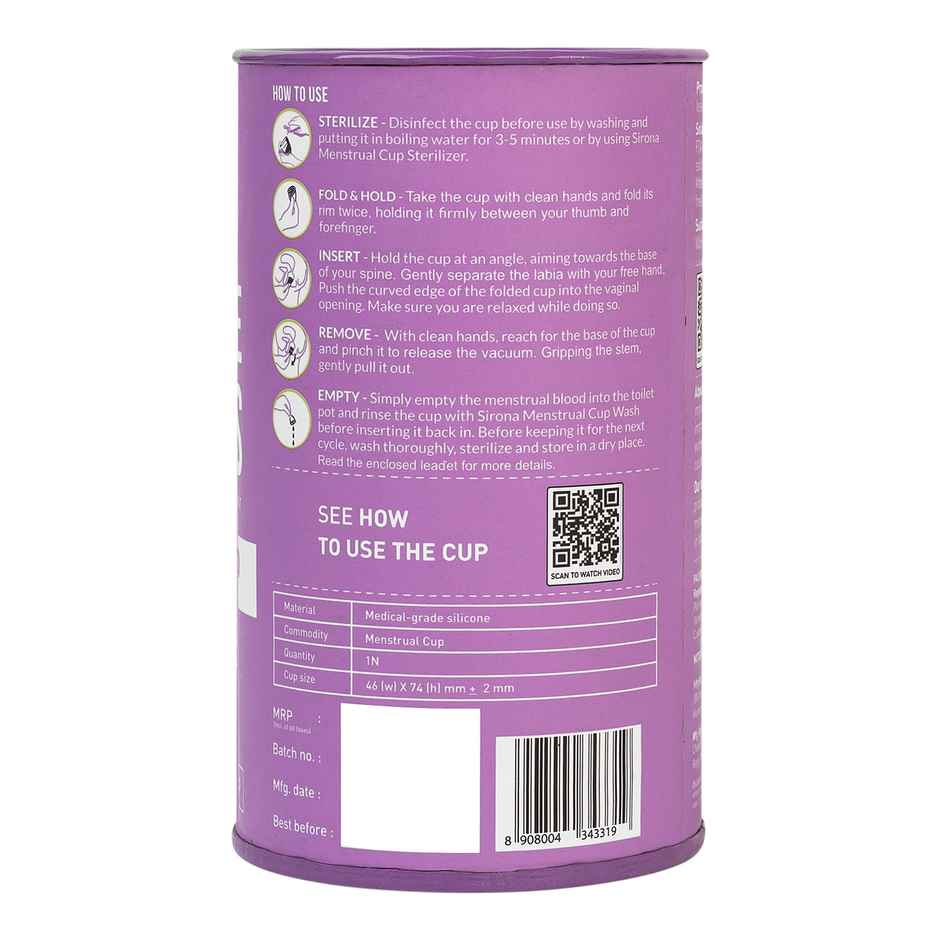 Sirona Reusable Menstrual Cup Large