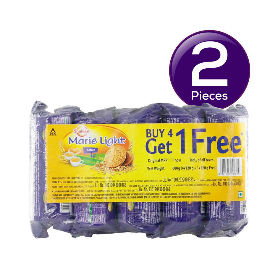 Sunfeast Light Active Plain Marie Biscuits with Iron and 6 Vitamins | Trans Fat-free Combo