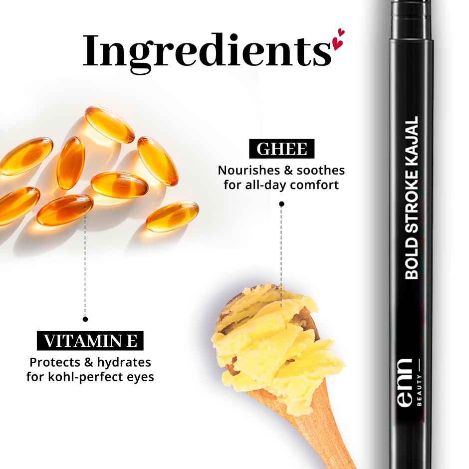 ENN Beauty Bold Stroke Kajal - 24-Hour Smudge-Proof | Long-Lasting Black Eye Retractable Kajal