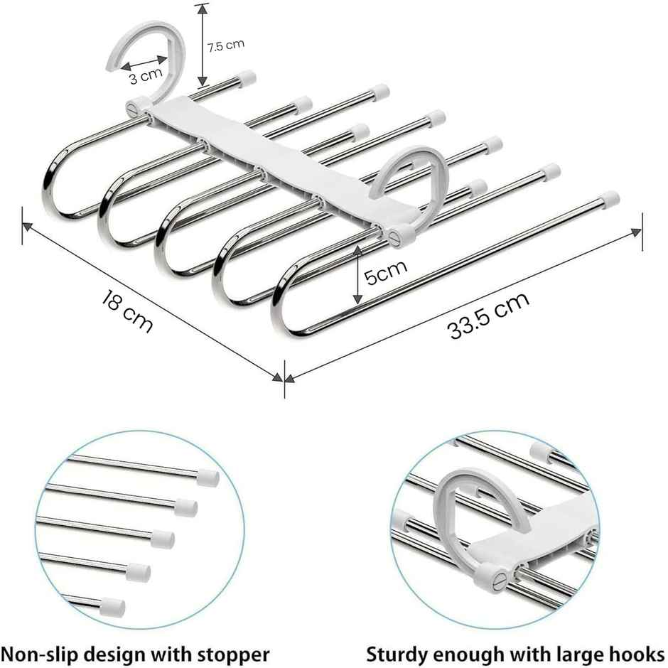 Stainless Steel Hanger | 5-in-1 Wardrobe Organizer for Pants