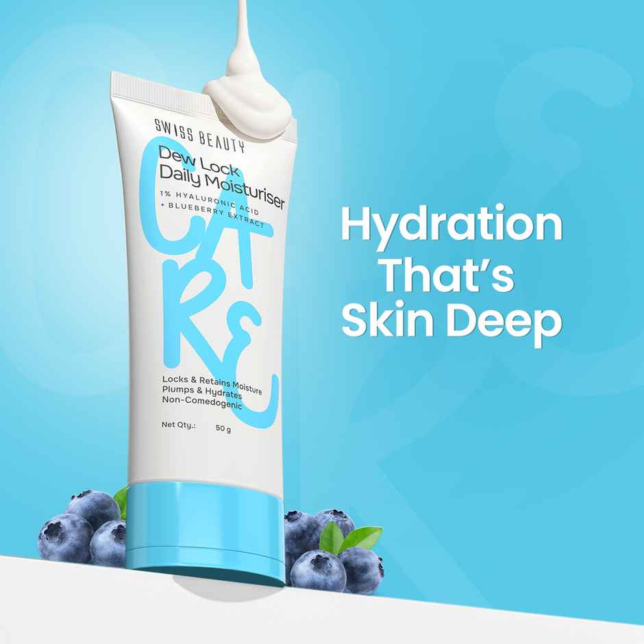 Swiss Beauty Dew Lock Daily Moisturiser | 1% Hyaluronic Acid & Blueberry Extract