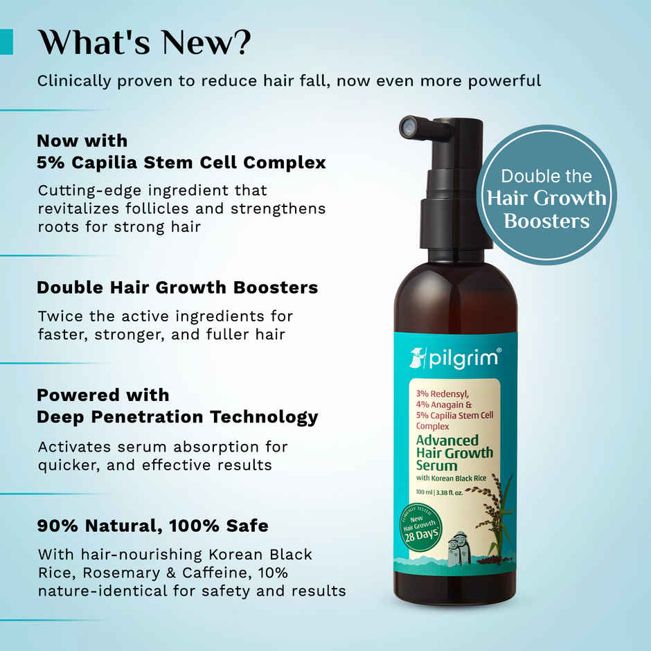Pilgrim Advanced Hair Growth Serum with Redensyl & Anagain Reduces Hair Fall & Boosts Hair Growth