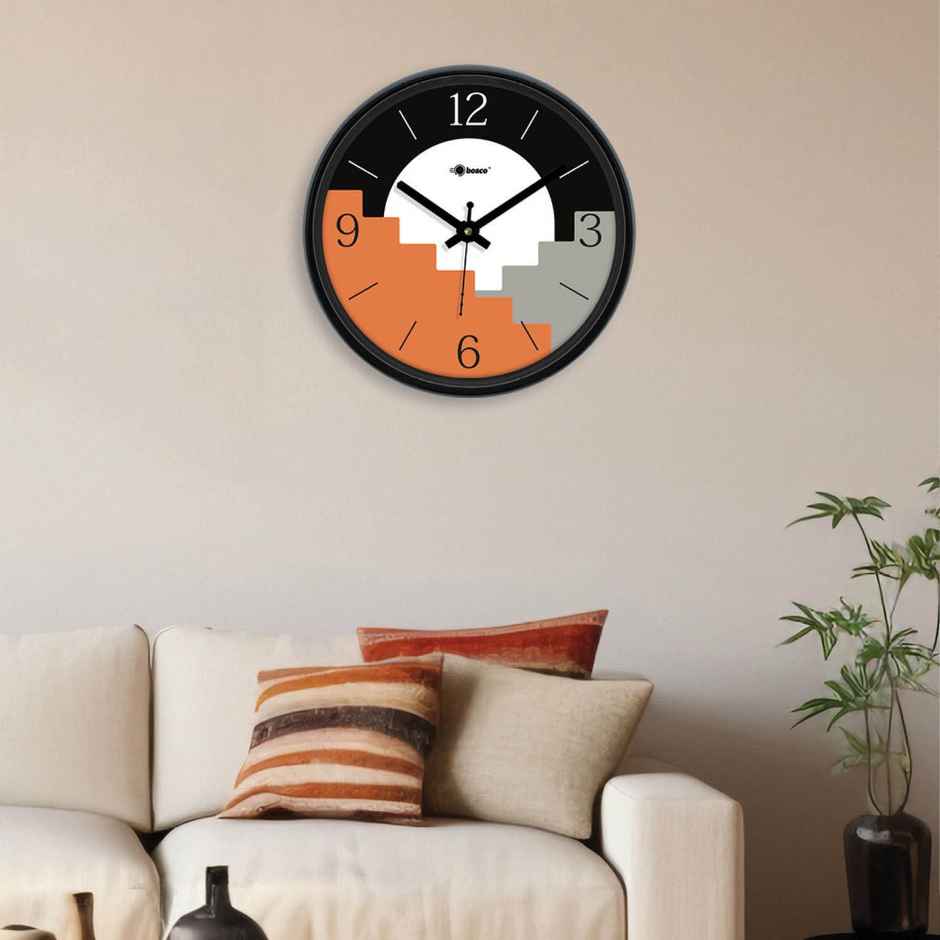 Bosco Decorative Silent Black Elegant 30 CM Modern Round Wall Clock BWC 1247