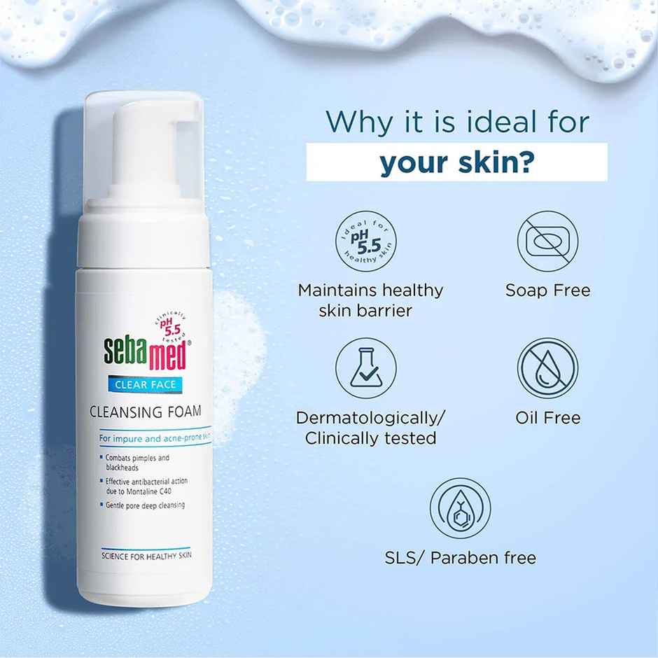 Sebamed Clear Face Cleansing Foam | pH 5.5 I Combats Pimples, Blackheads