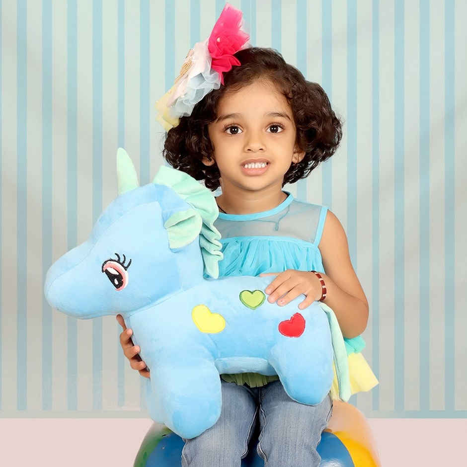 DearJoy Baby Unicorn Soft Toy and Plush Toy Blue - 32cm