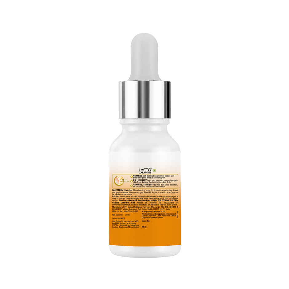 Lacto Calamine Vitamin C Serum Skin Brightening Serum With Pollushield, Vitamin E, B3 And B5