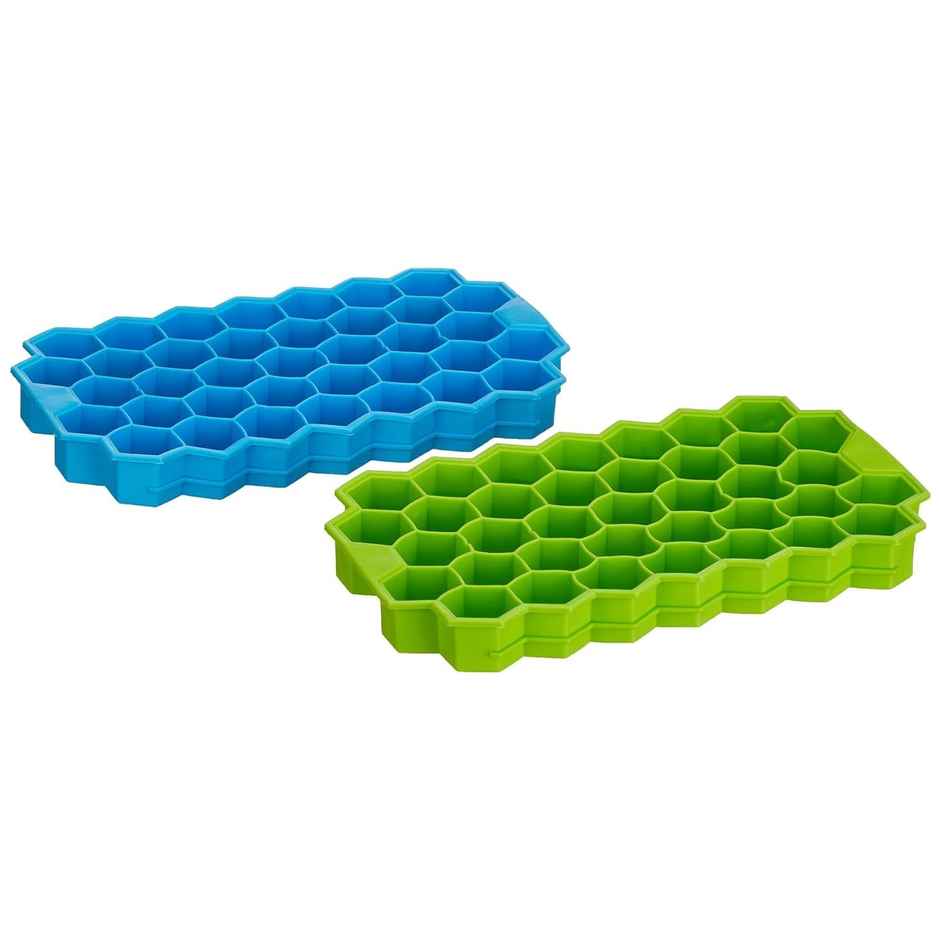 Saffron Silicone Honeycomb 37 Cavity Ice Cube Tray for Freezer | Pack of 2 Combo