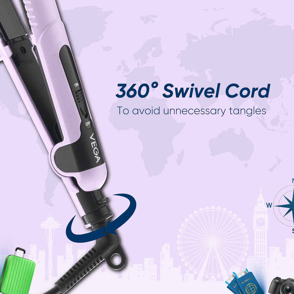 Vega Mini Hair Straightener for Women with Ceramic Coated Plates & Quick Heat Up (VHSH-40)