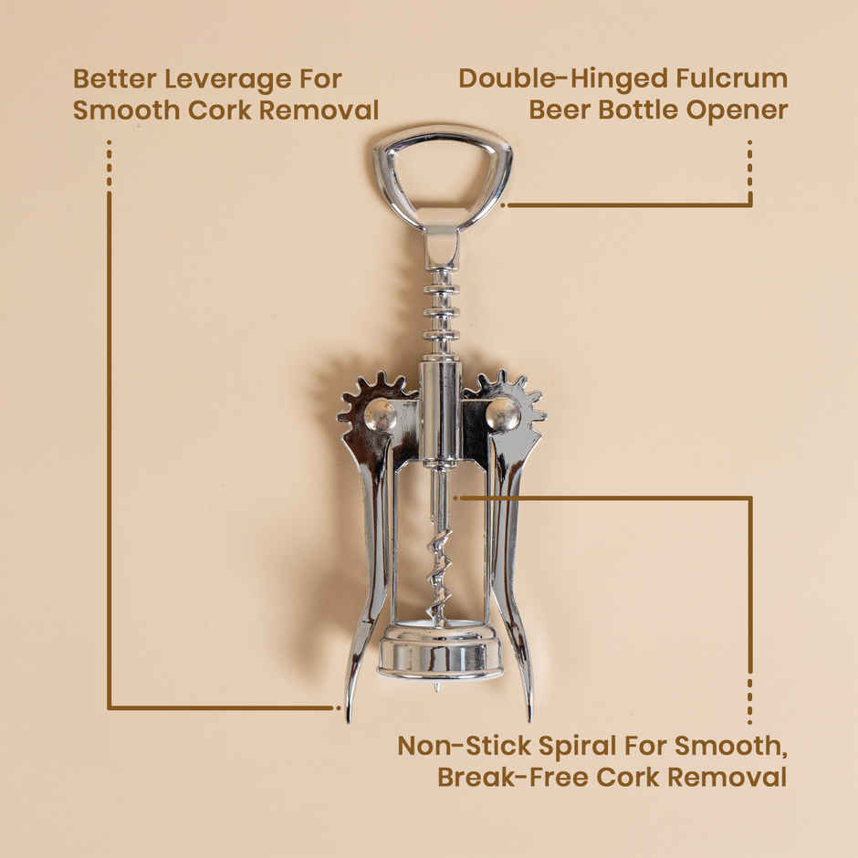 Stainless Steel Cork Screw Opener With Wings