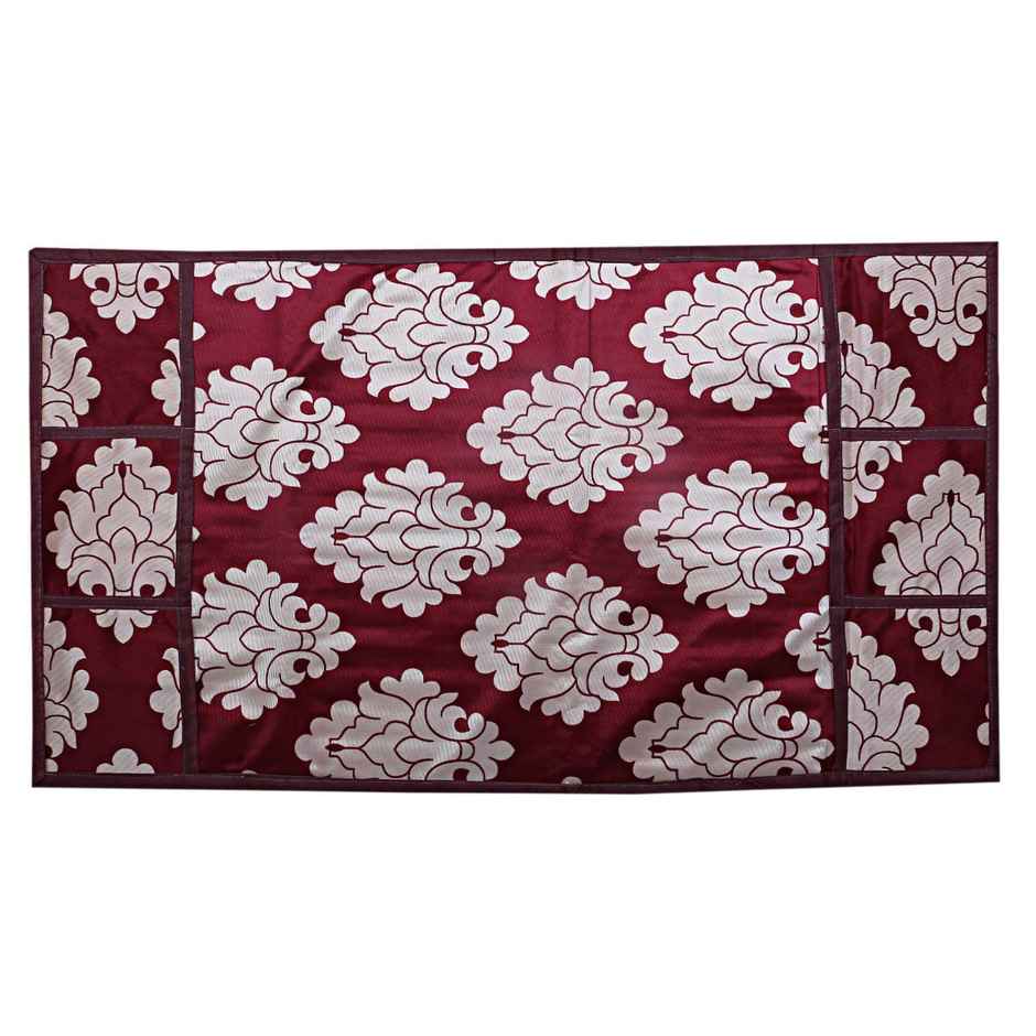 Kuber Industries PVC Flower 3 Pcs Fridge Mat |2 Pcs Handle Cover & 1 Pcs Fridge Top Cover | Maroon