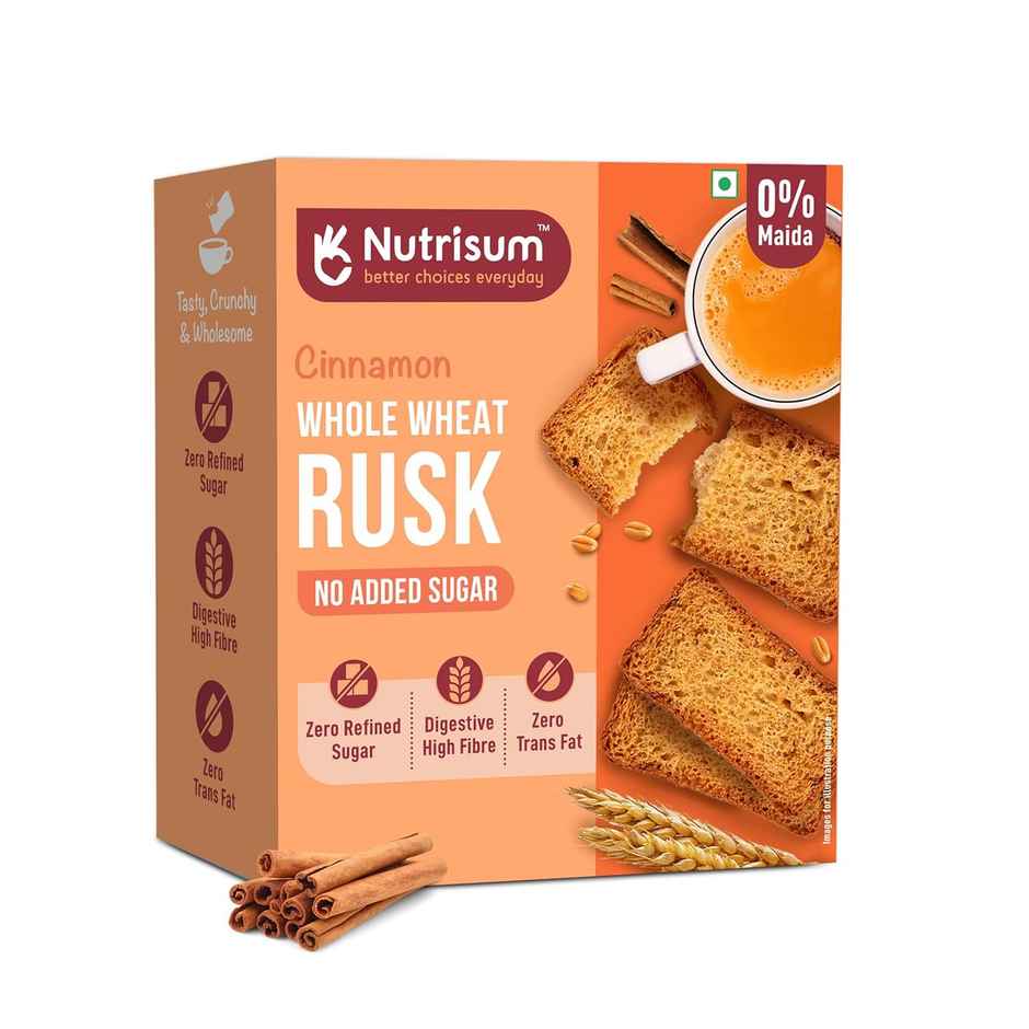 Nutrisum Whole Wheat Rusk - No Added Sugar- Cinnamon