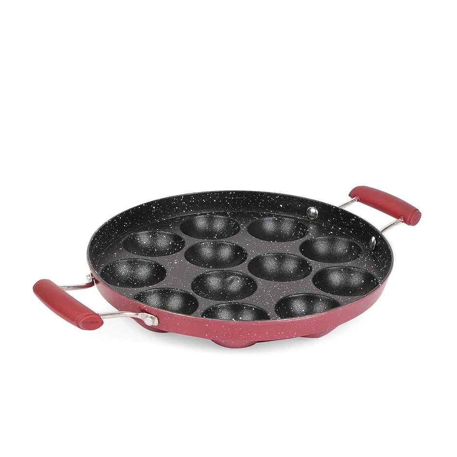 Cello Crown Side Handle 12 Cavity Appam Maker| Maroon
