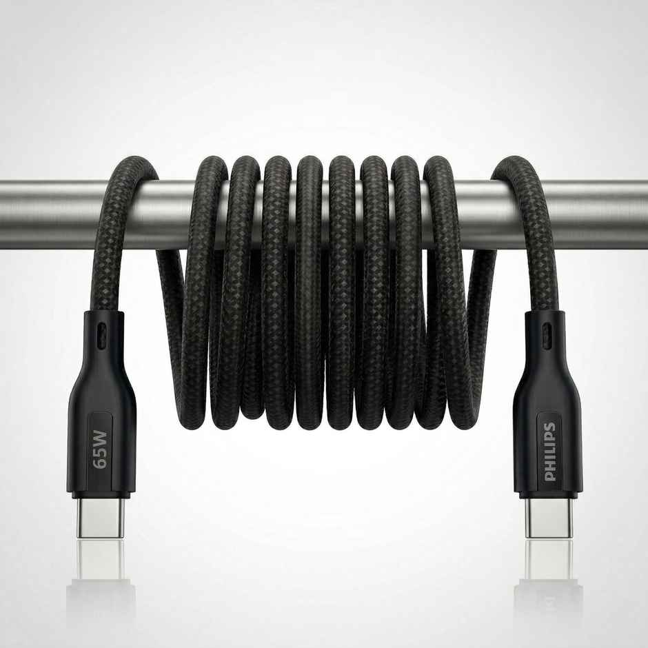 Philips DLC4130CB/94 65W USB Type-C to Type-C Fast Charging Cable | Nylon Braided | 1m