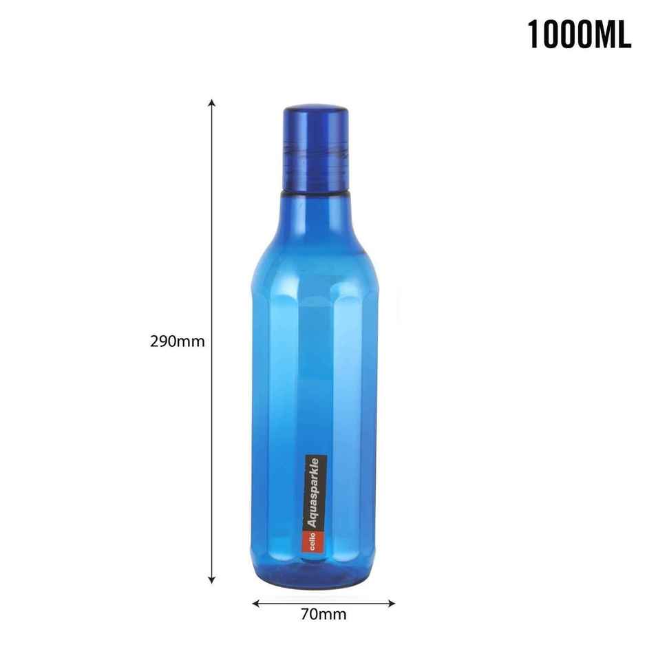 Cello Plastic Aqua Sparkle Water Bottle, 100% Food Grade, Leak Proof and Break Proof | Blue | 1 L