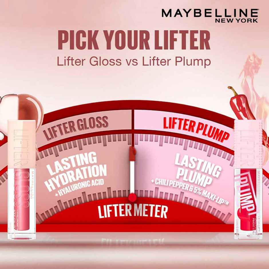 Maybelline New York Lifter Gloss 003 Moon, Tinted Lip Gloss With Hyaluronic Acid, Long-lasting