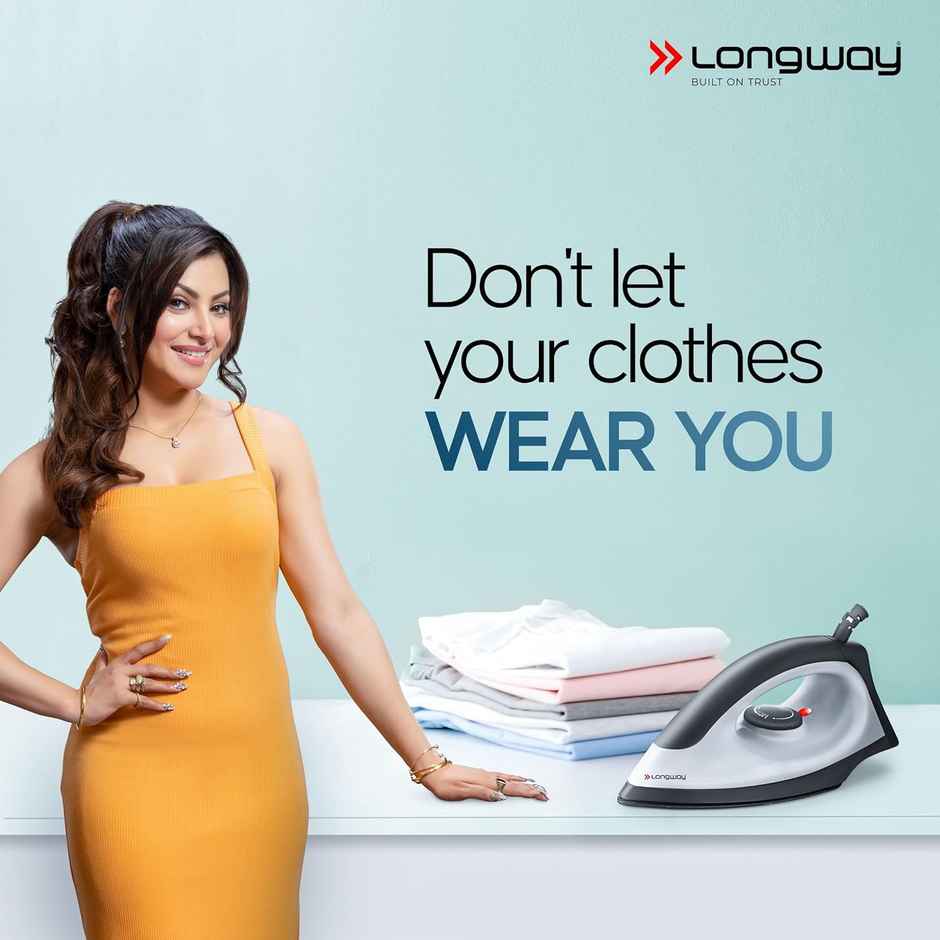 Longway Kwid Light Weight Non-Stick Teflon Coated Dry Iron, 1100Watt, Electric Iron - Black